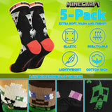 Minecraft Boys Socks  5 Pack - Cotton-Rich Crew Socks