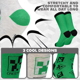 Minecraft Boys Socks 3 Pack  - Cotton-Rich Crew Socks  Kids