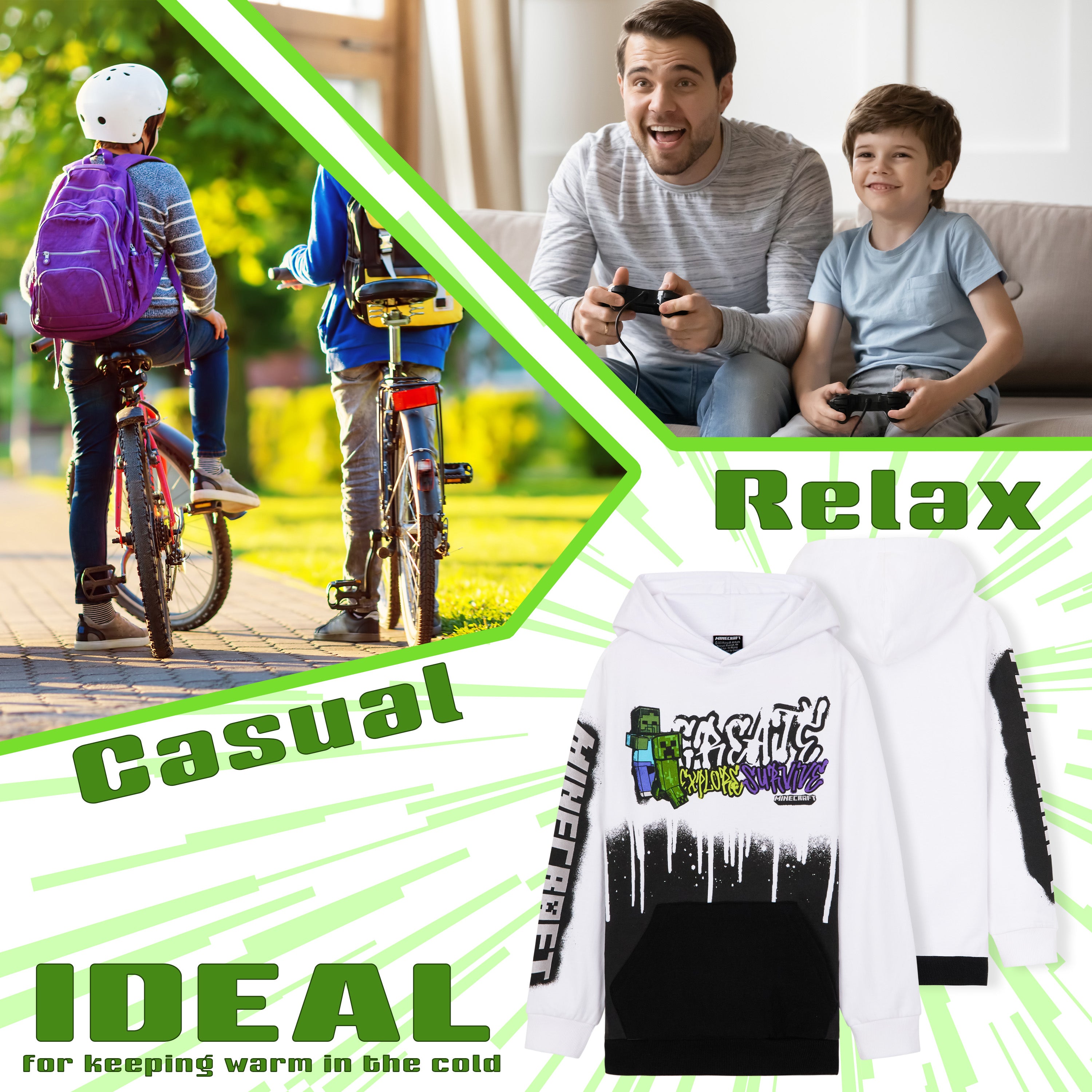 Minecraft Hoodie for Boys and Teenagers - Creeper Boys Hoodies - Get Trend