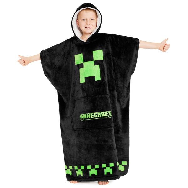 Minecraft Fleece Hoodie Blanket for Kids - Black/Green - Get Trend