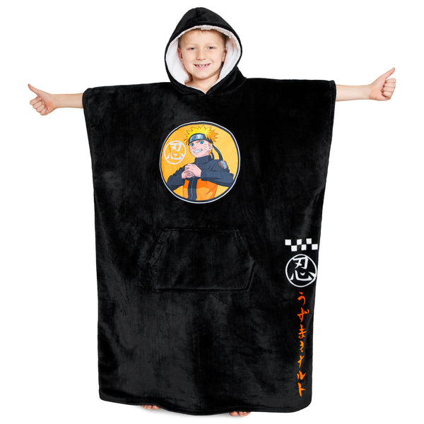 Naruto Fleece Hoodie Blanket for Boys and Teenagers - Black - Get Trend