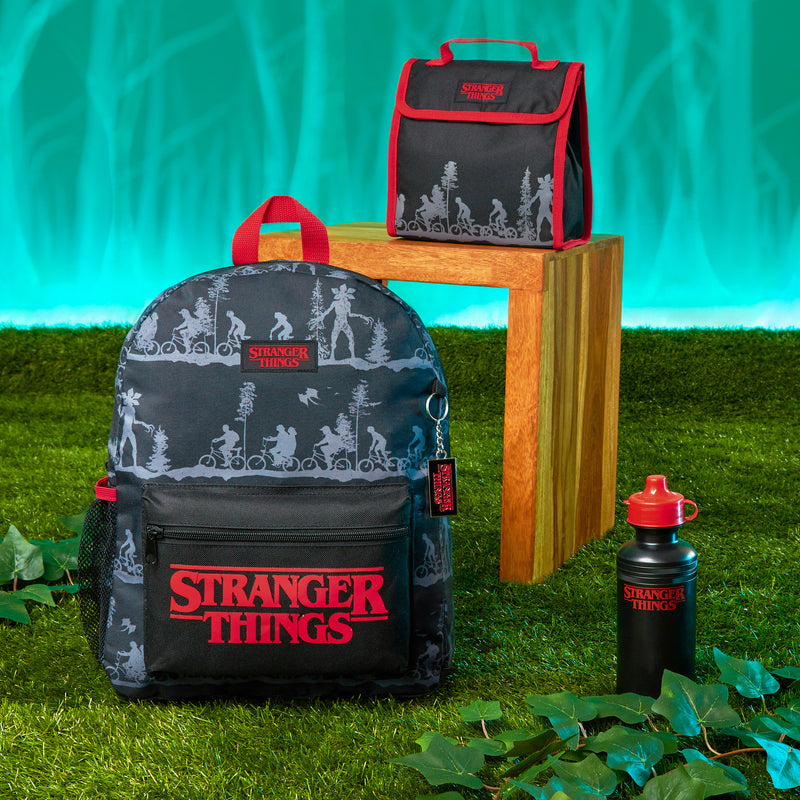 Stranger Things 4 Piece School Backpack Set with Lunch Bag Water Bottle Keyring