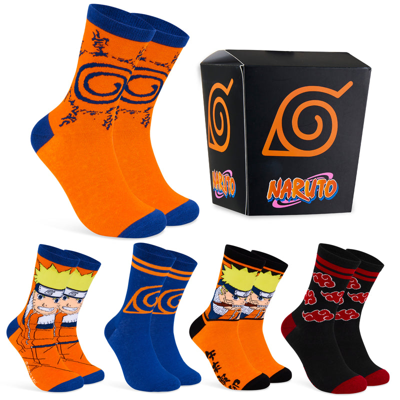Naruto Mens Socks Pack of 5 Crew Socks for Men
