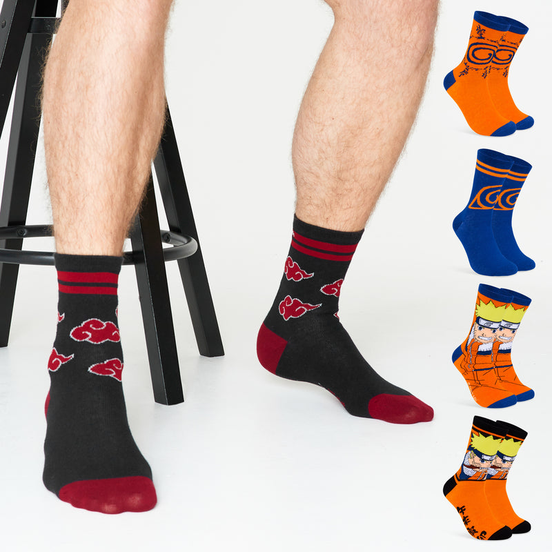 Naruto Mens Socks Pack of 5 Crew Socks for Men