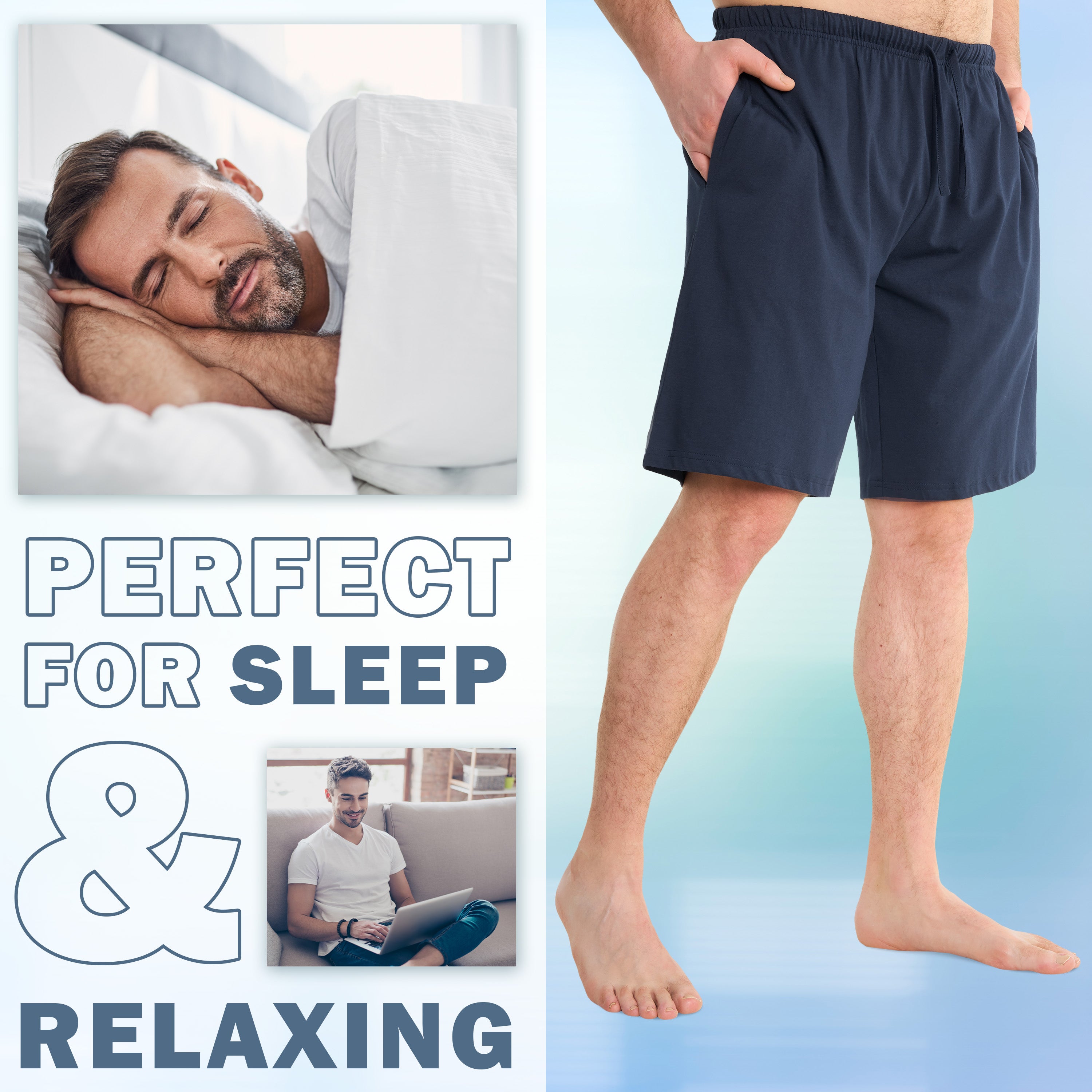 CityComfort Cotton Pyjama Shorts with Elasticated Waist for Men - 2 Pack - Get Trend