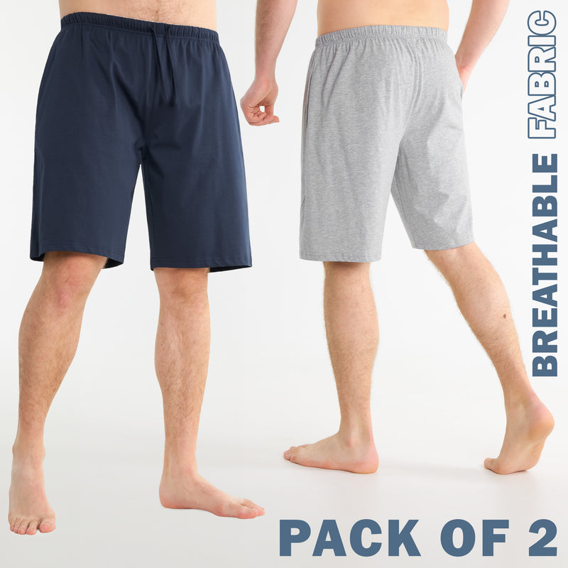CityComfort Cotton Pyjama Shorts with Elasticated Waist for Men - 2 Pack - Get Trend