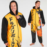 Dragon Ball Z Mens Fleece Onesie with Hood, Comfy Loungewear - Anime Gifts for Him