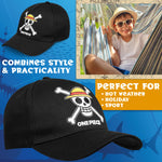 One Piece Cap for Kids Teenagers Peaked Baseball Cap Lightweight Sun Hat Casual Sports Running Hat Adjustable Strap Holiday Essentials Anime Gifts Black - Get Trend