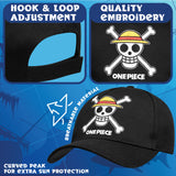 One Piece Cap for Kids Teenagers Peaked Baseball Cap Lightweight Sun Hat Casual Sports Running Hat Adjustable Strap Holiday Essentials Anime Gifts Black - Get Trend