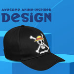 One Piece Cap for Kids Teenagers Peaked Baseball Cap Lightweight Sun Hat Casual Sports Running Hat Adjustable Strap Holiday Essentials Anime Gifts Black - Get Trend