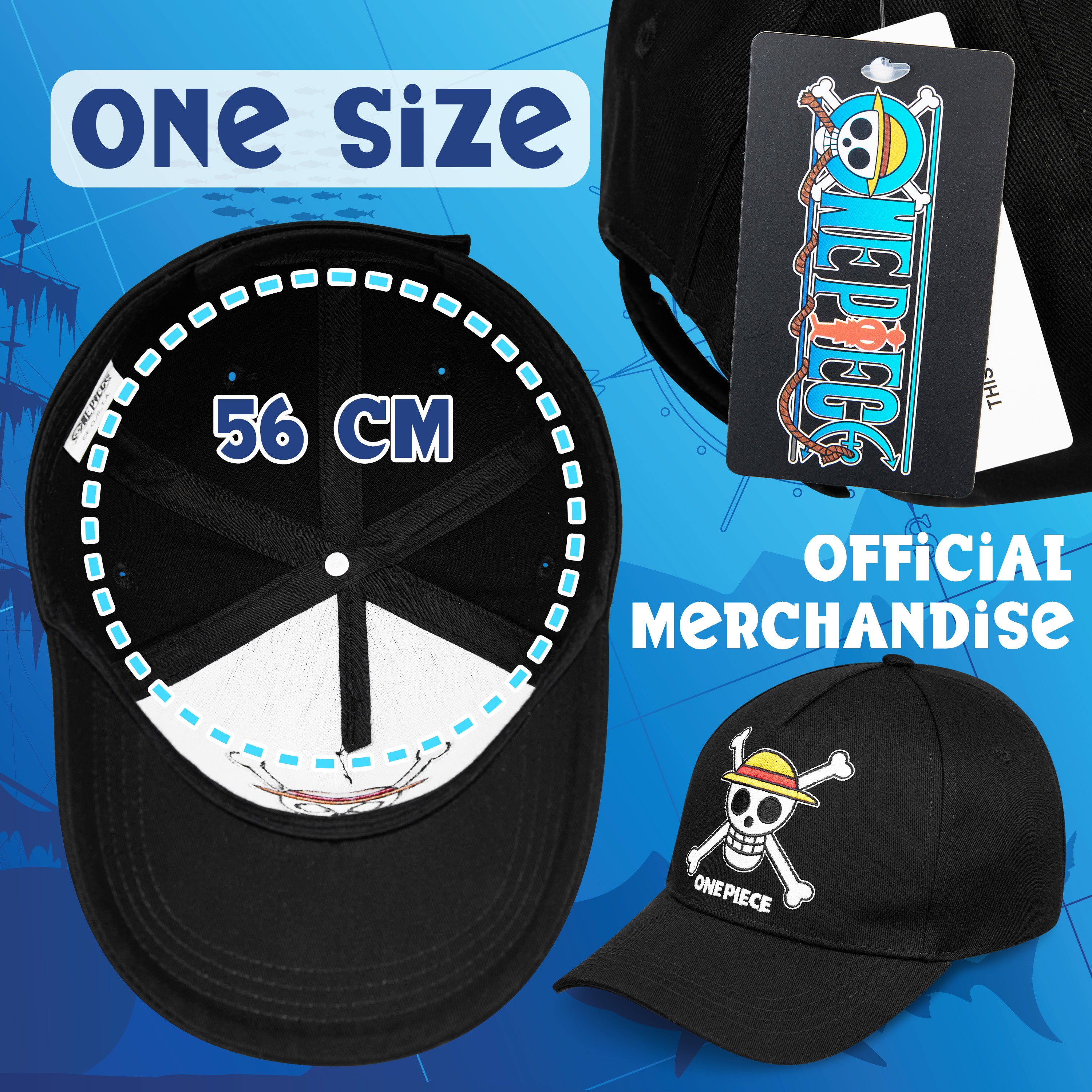 One Piece Cap for Kids Teenagers Peaked Baseball Cap Lightweight Sun Hat Casual Sports Running Hat Adjustable Strap Holiday Essentials Anime Gifts Black - Get Trend