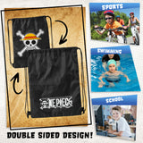 One Piece Kids Drawstring Bag - Anime String Swim Bag for School, Sports, PE Bag