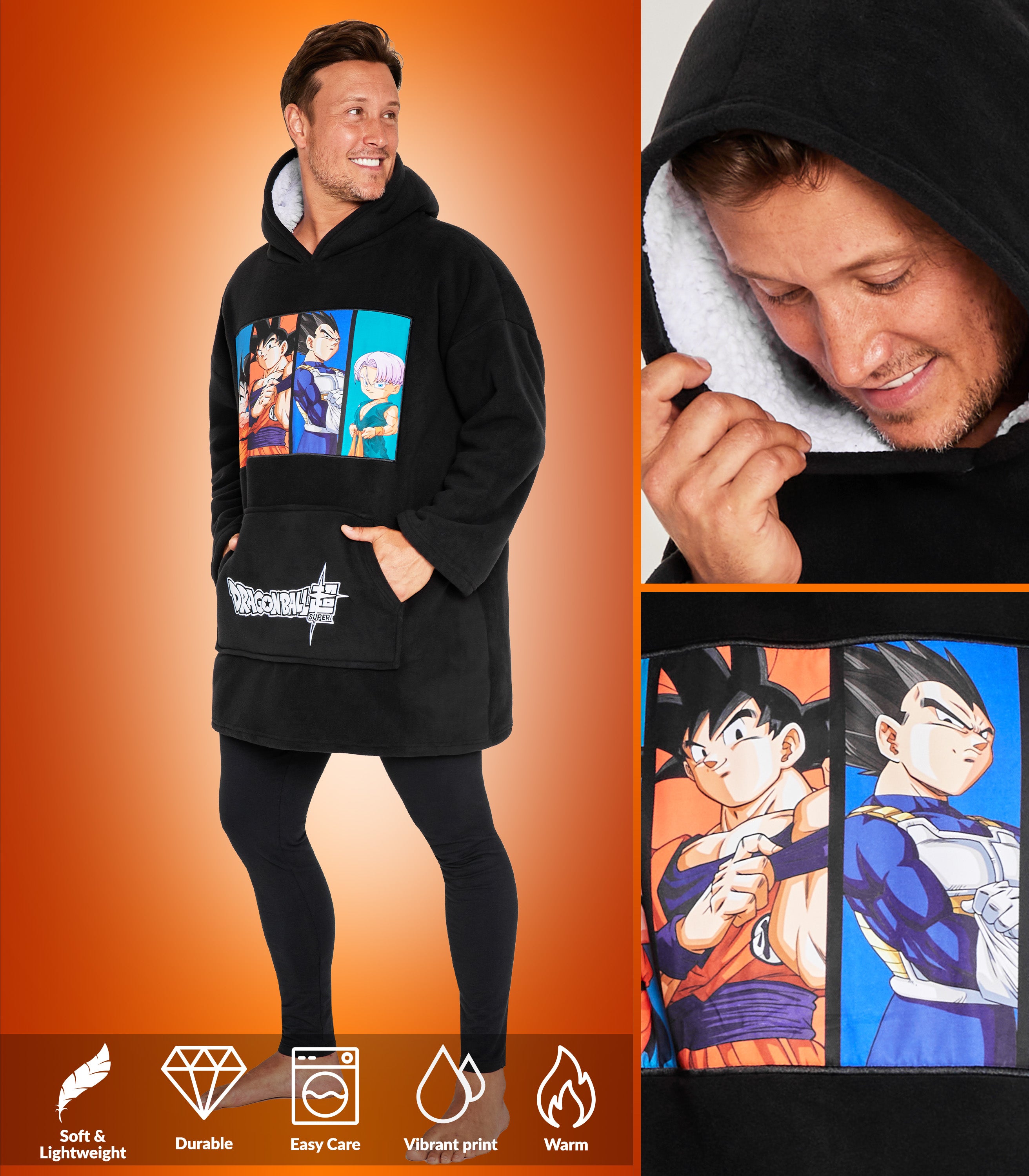 Dragon Ball Z Blanket Hoodie for Men and Teenagers - Cosy Oversized Fleece Hoodie - Get Trend