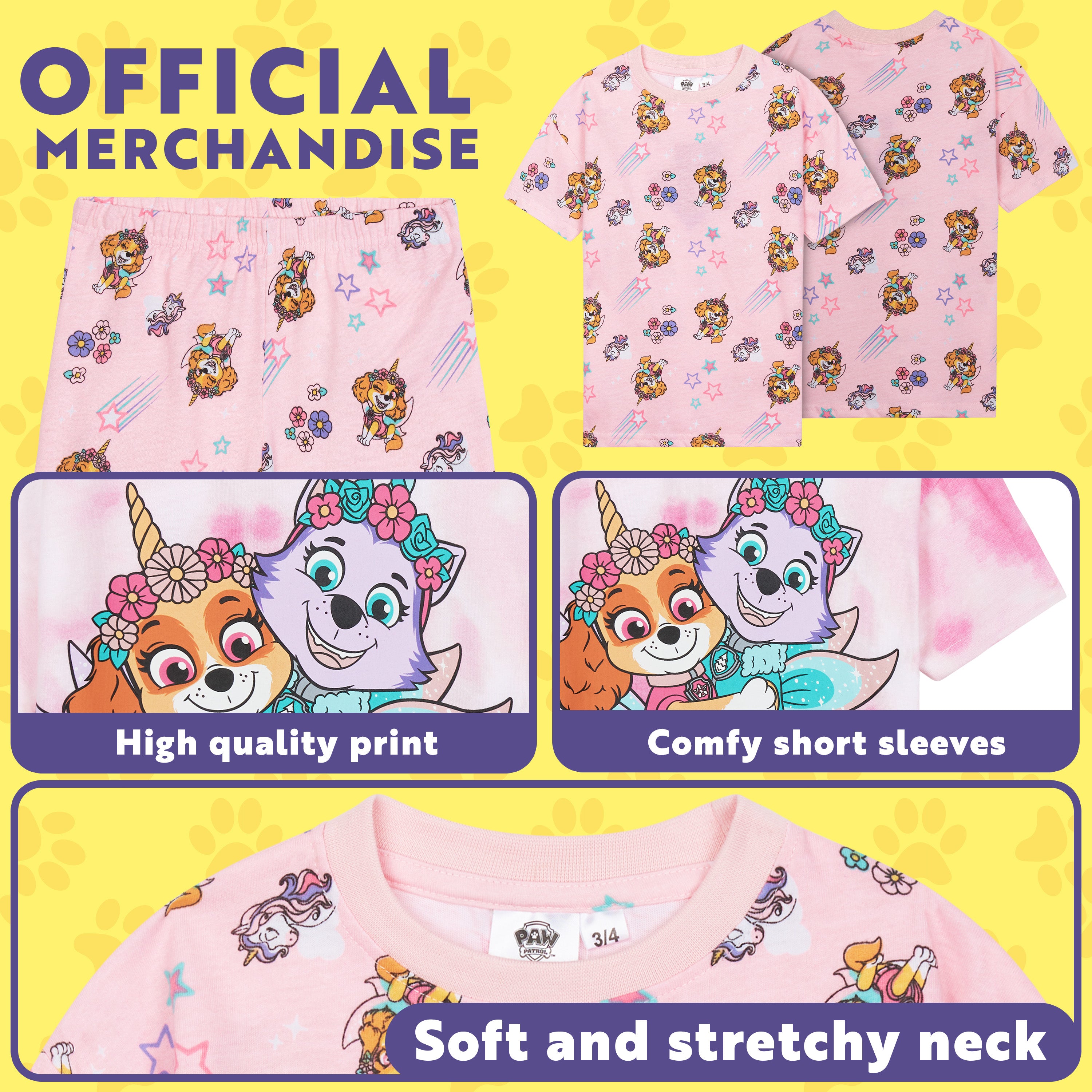 Paw Patrol PJs for Girls Pack of 2 Short Sleeve Pyjamas Set for Kids Toddlers Everest Skye Lounge Sets Nightwear Soft Comfy Sleepwear Gifts for Girls - Get Trend