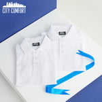 CityComfort White Polo Shirt Boys and Girls, Plain Short Sleeve T Shirt - 2 Pack - Get Trend