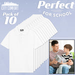 CityComfort White Polo Shirt Boys and Girls, Plain Short Sleeve T Shirt - 10 Pack - Get Trend