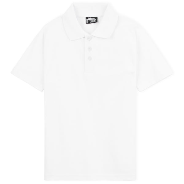 CityComfort White Polo Shirt Boys and Girls, Plain Short Sleeve T Shirt