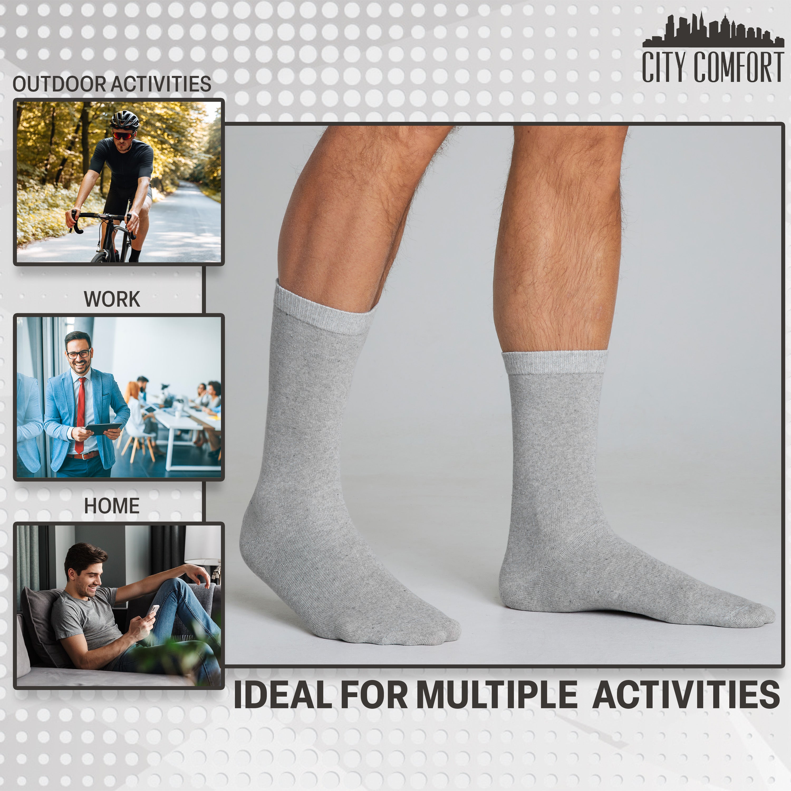 CityComfort Calf Socks for Men and Teenagers - Pack of 12 - Get Trend