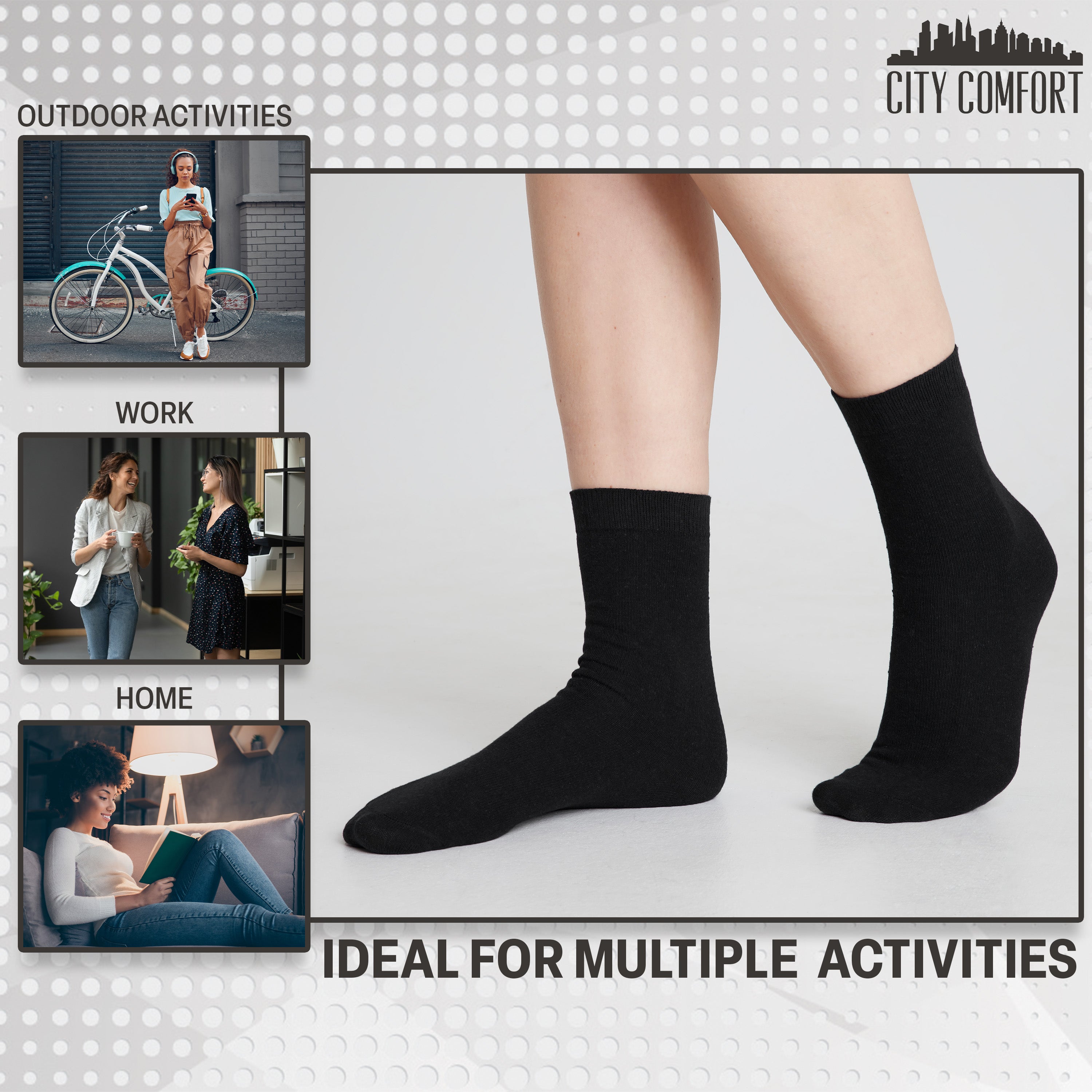 CityComfort Calf Socks for Women and Teenagers - Pack of 12 - Get Trend