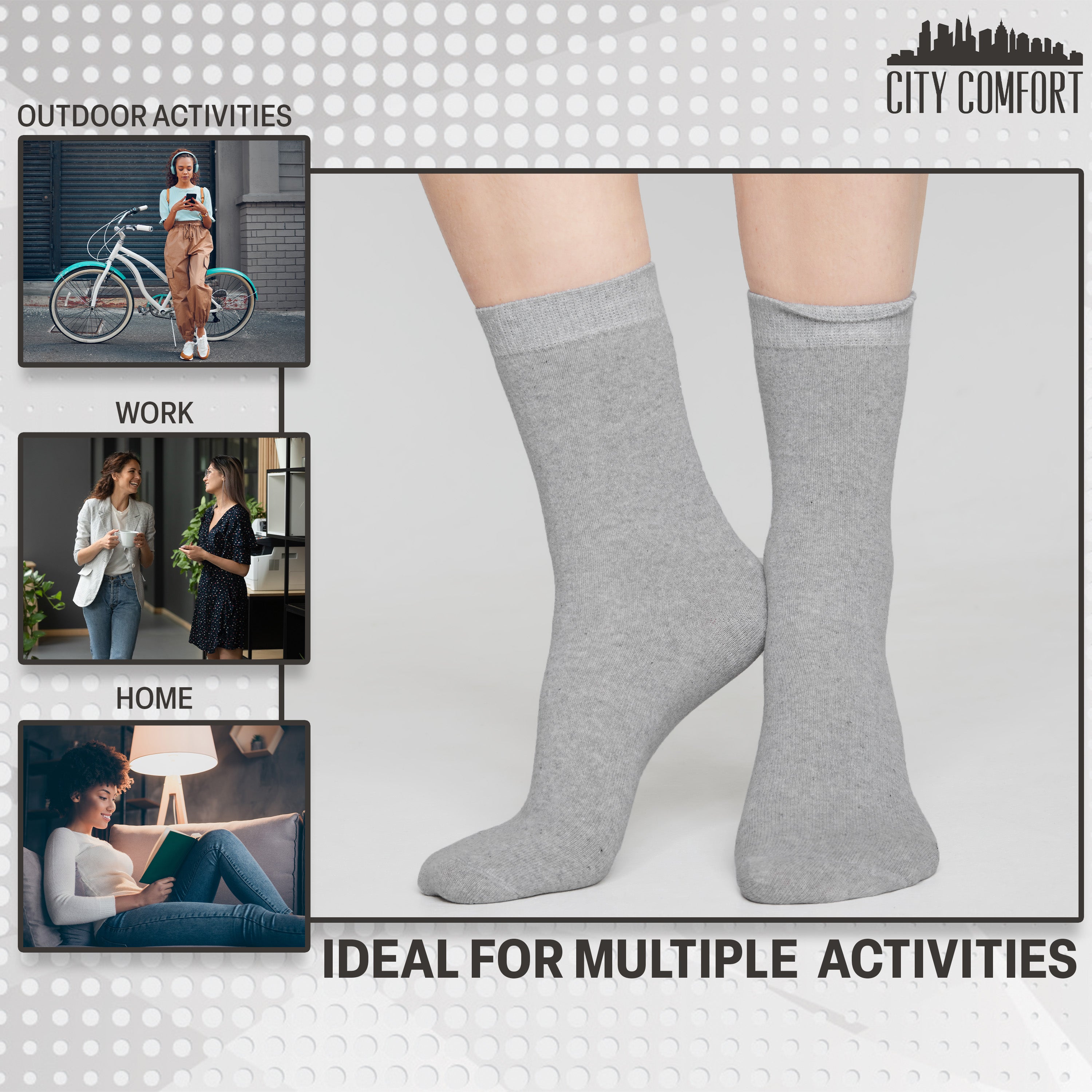 CityComfort Calf Socks for Women and Teenagers - Pack of 12 - Get Trend