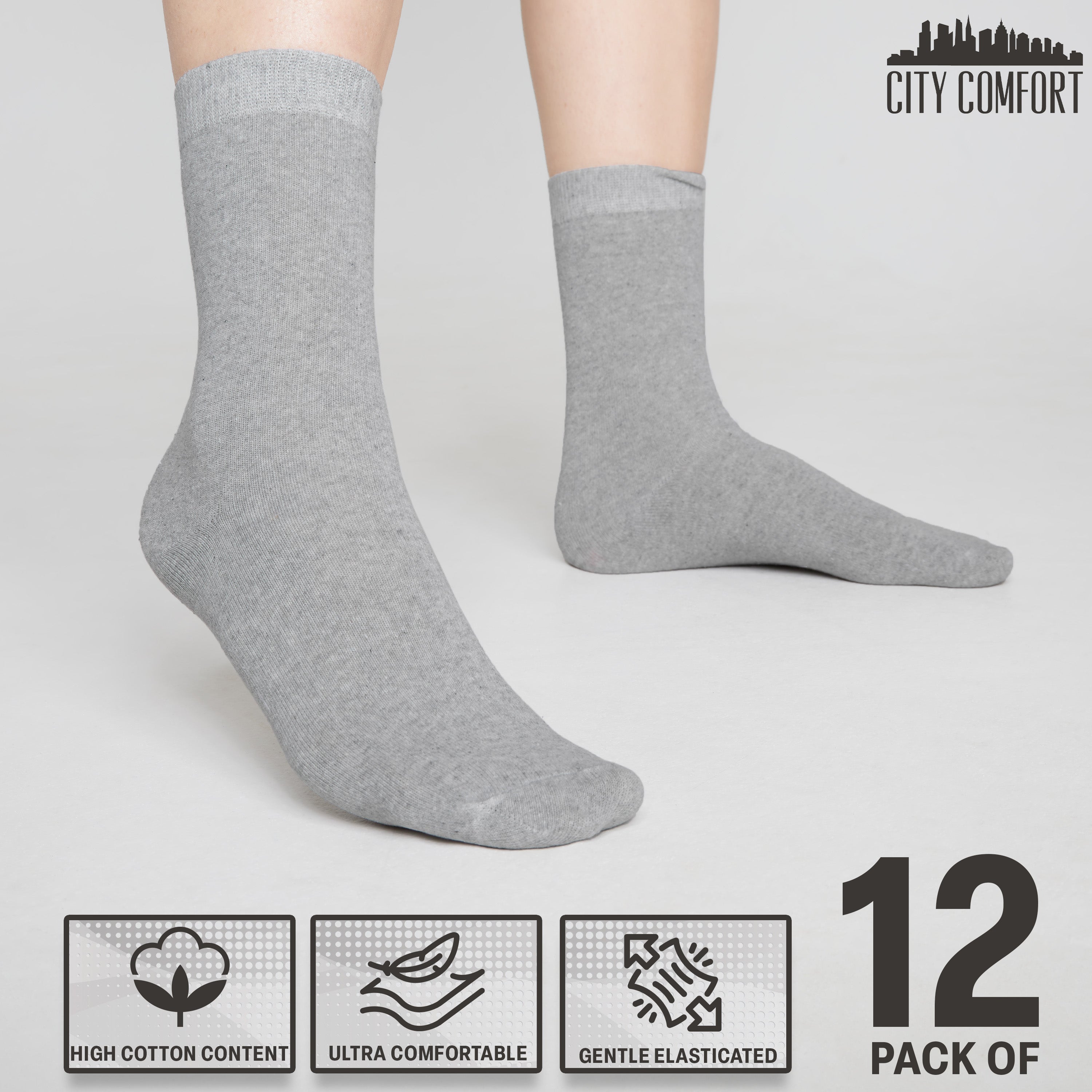 CityComfort Calf Socks for Women and Teenagers - Pack of 12 - Get Trend