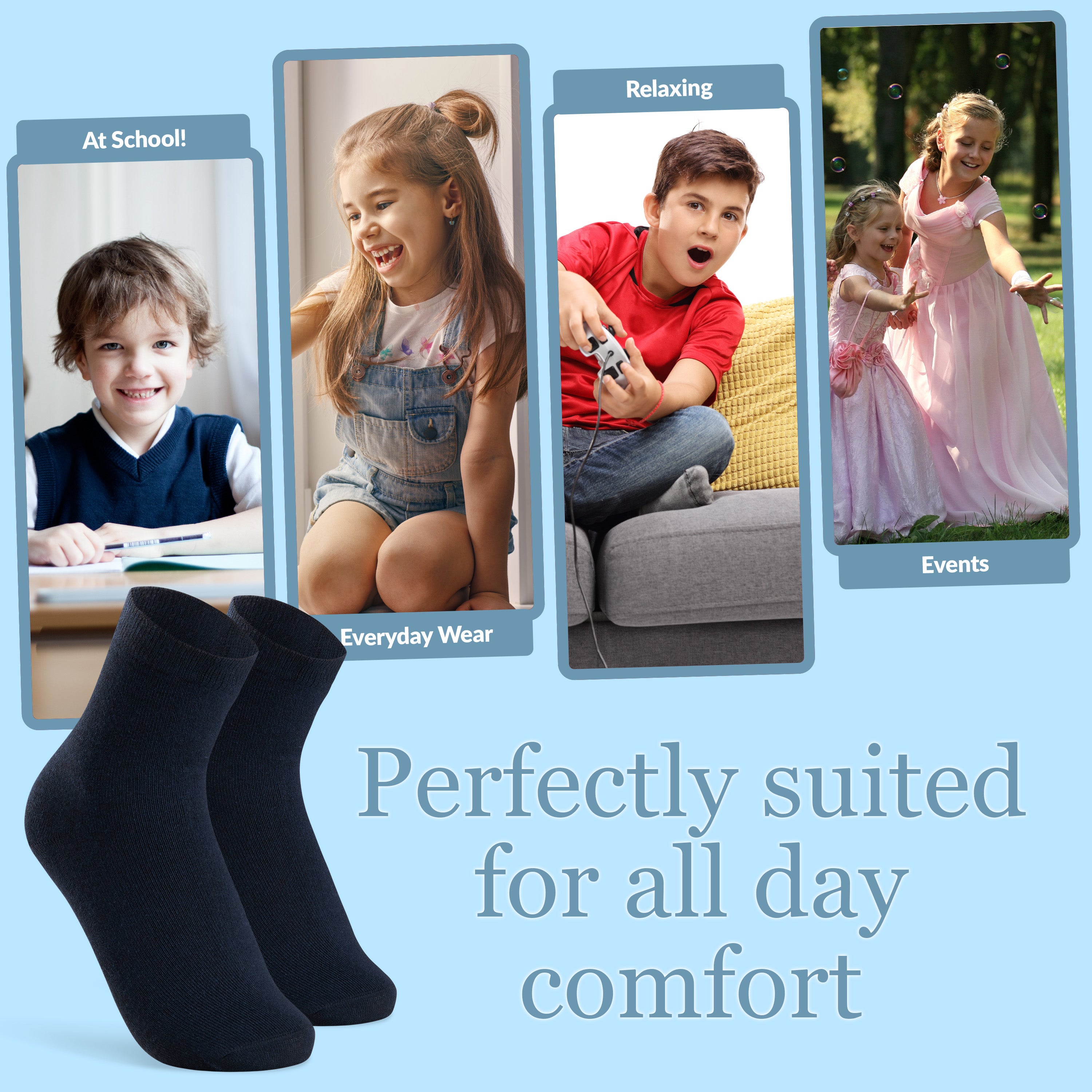 CityComfort Boys Calf Socks - Pack of 12 - Get Trend