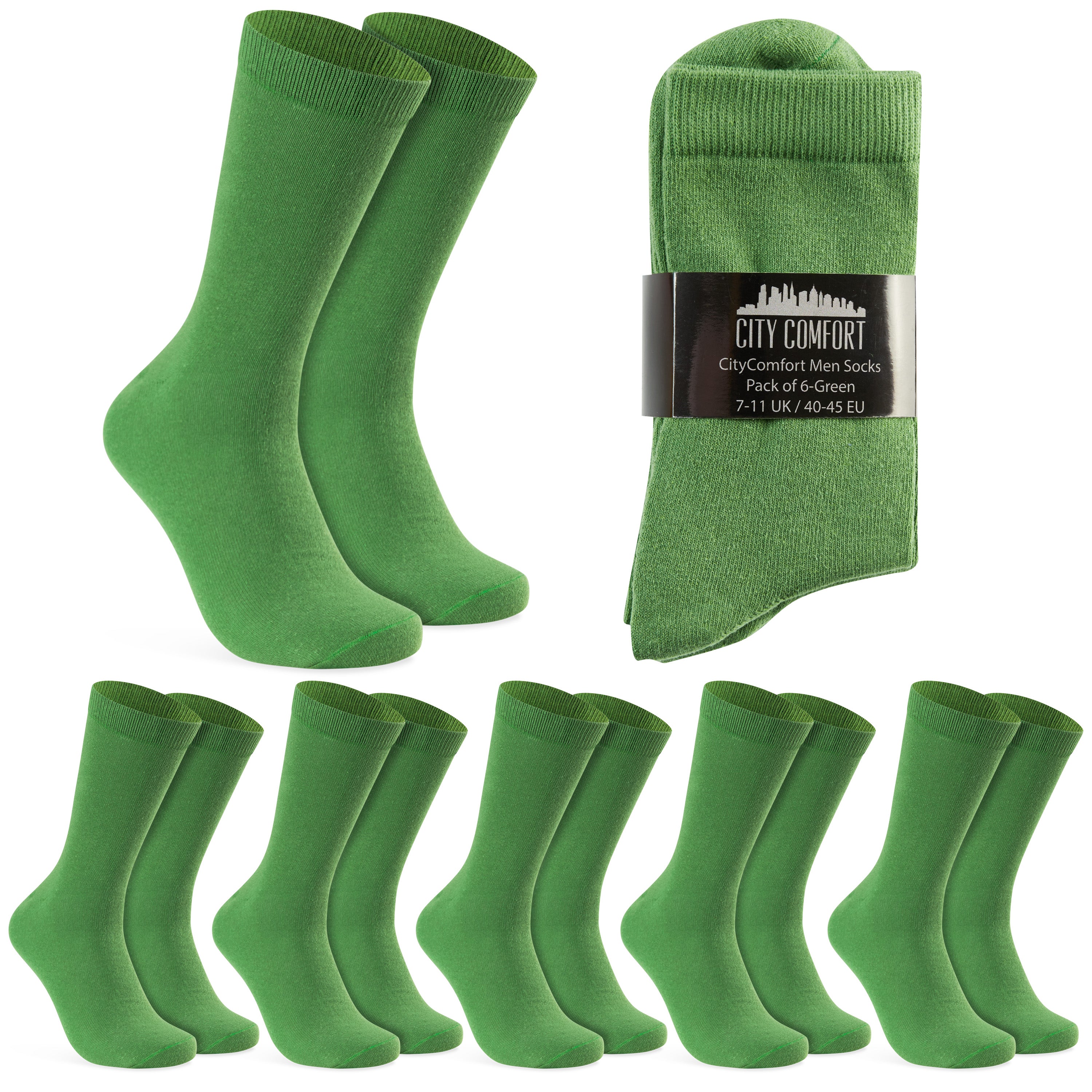 CityComfort Mens Calf Socks, Breathable Crew Socks Multipack - Pack of 6 - Get Trend