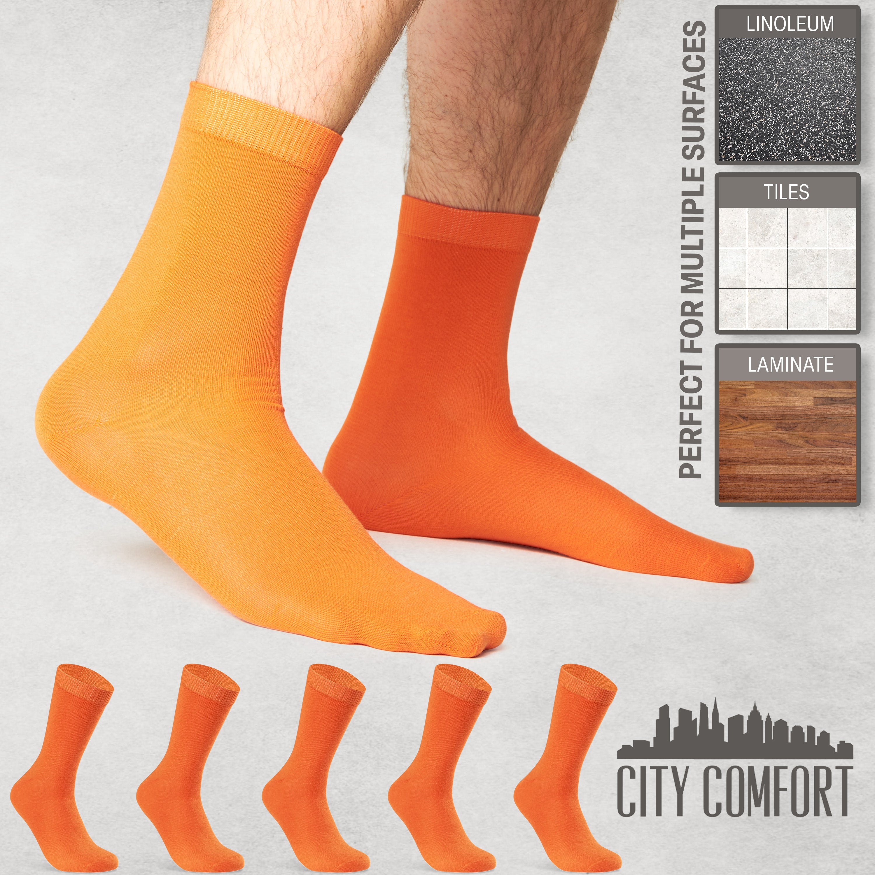 CityComfort Mens Calf Socks, Breathable Crew Socks Multipack - Pack of 6 - Get Trend