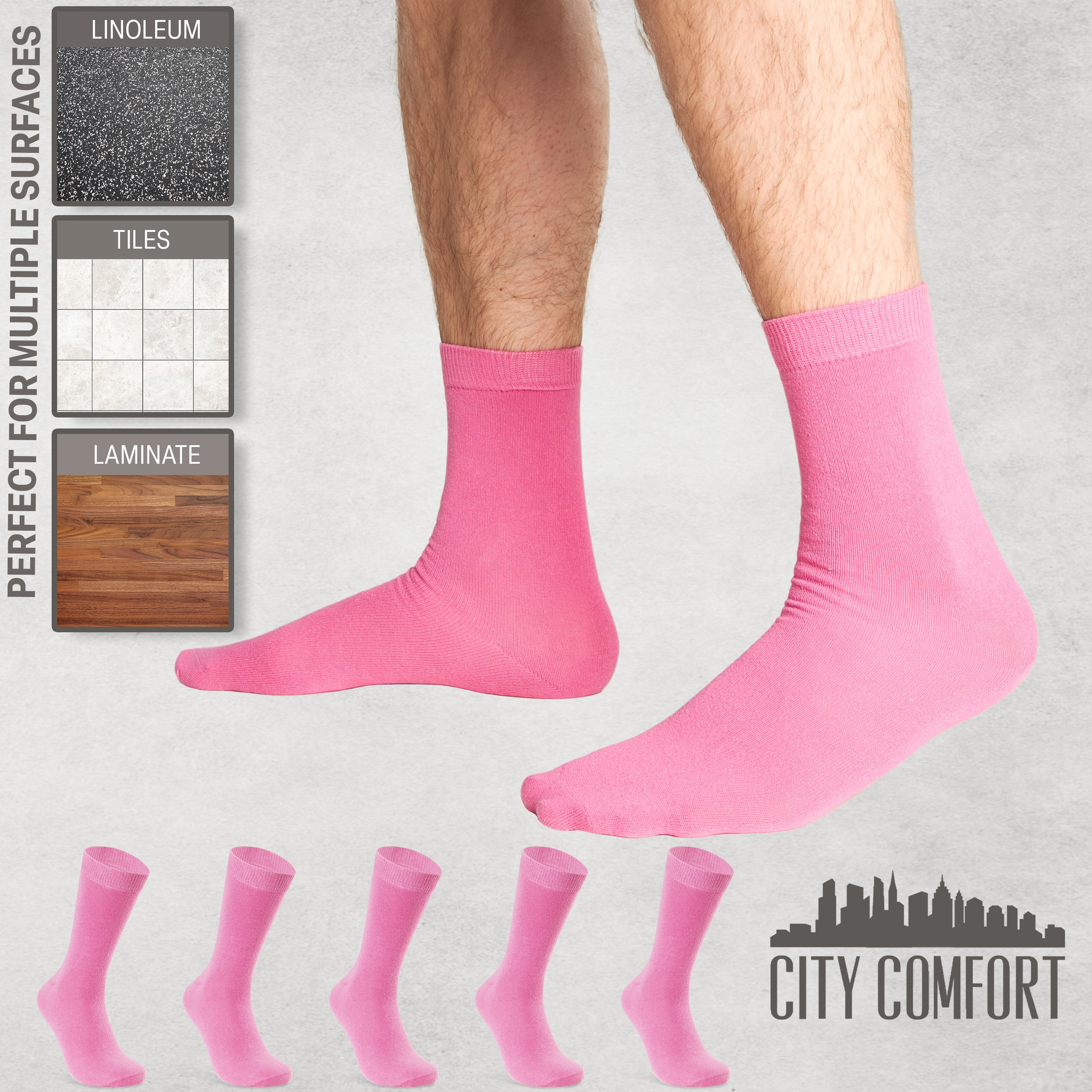 CityComfort Mens Calf Socks, Breathable Crew Socks Multipack - Pack of 6 - Get Trend