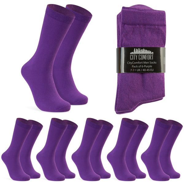 CityComfort Mens Calf Socks, Breathable Crew Socks Multipack - Pack of 6