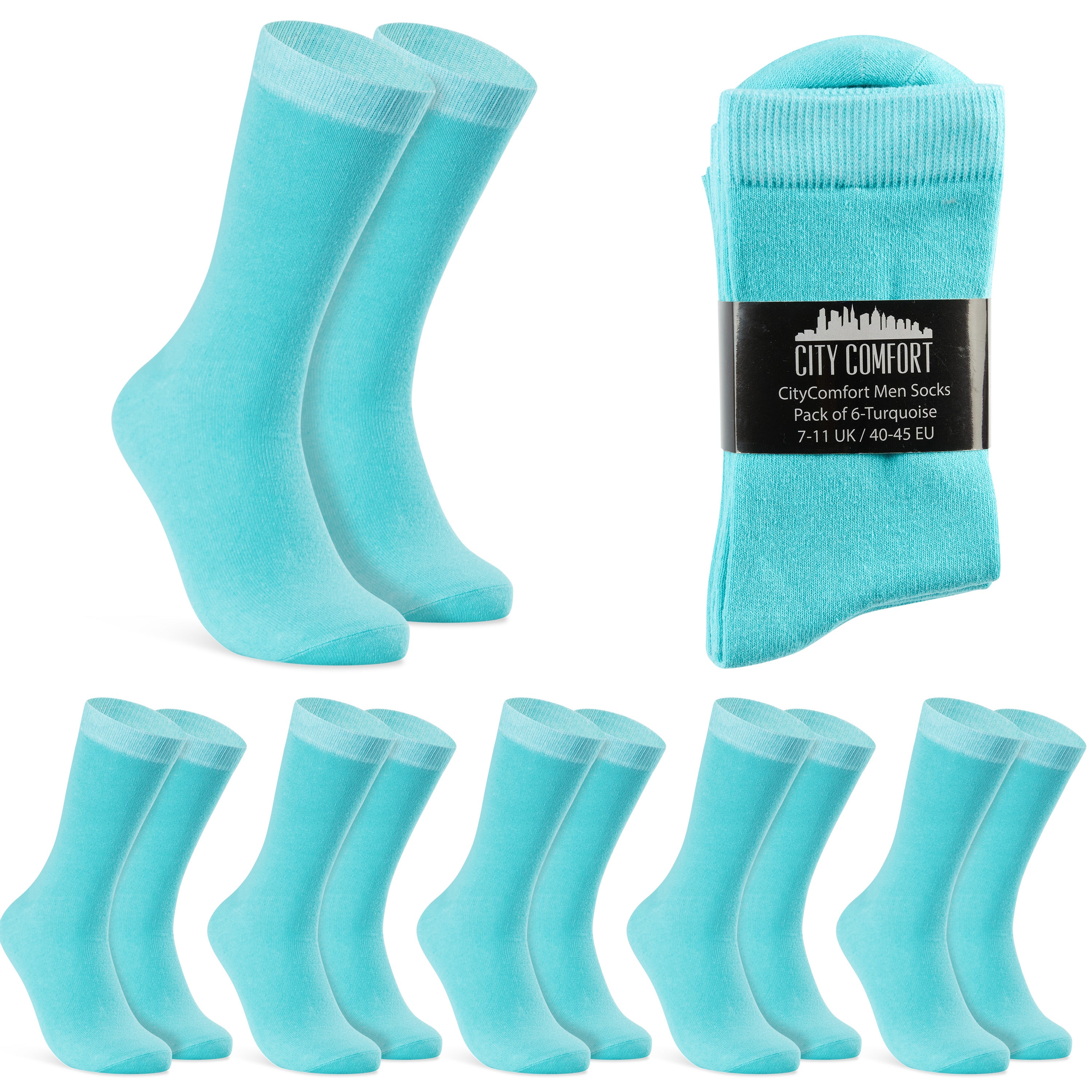 CityComfort Mens Calf Socks, Breathable Crew Socks Multipack - Pack of 6 - Get Trend