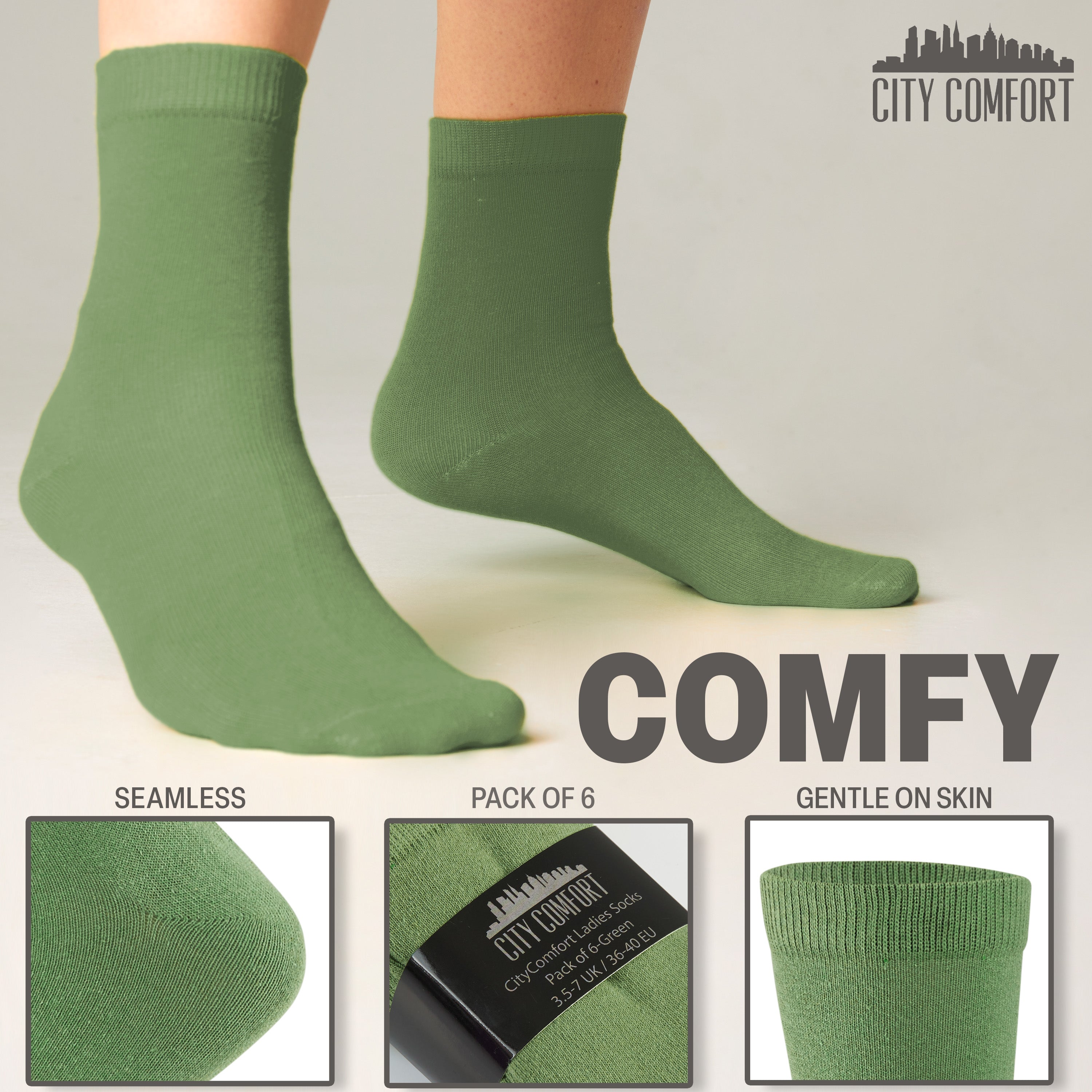 CityComfort Calf Socks for Women and Teenagers - Pack of 6 - Get Trend