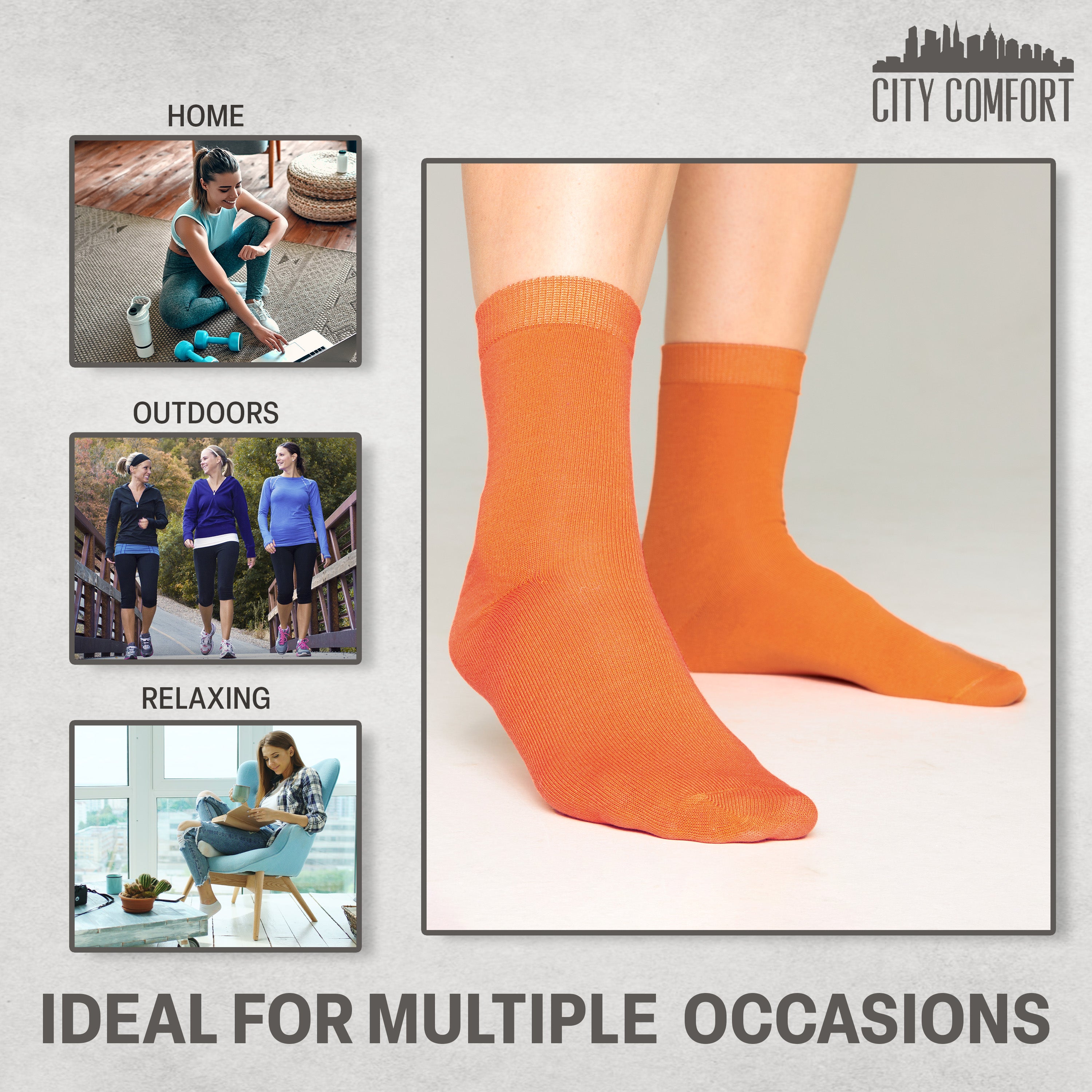 CityComfort Calf Socks for Women and Teenagers - Pack of 6 - Get Trend