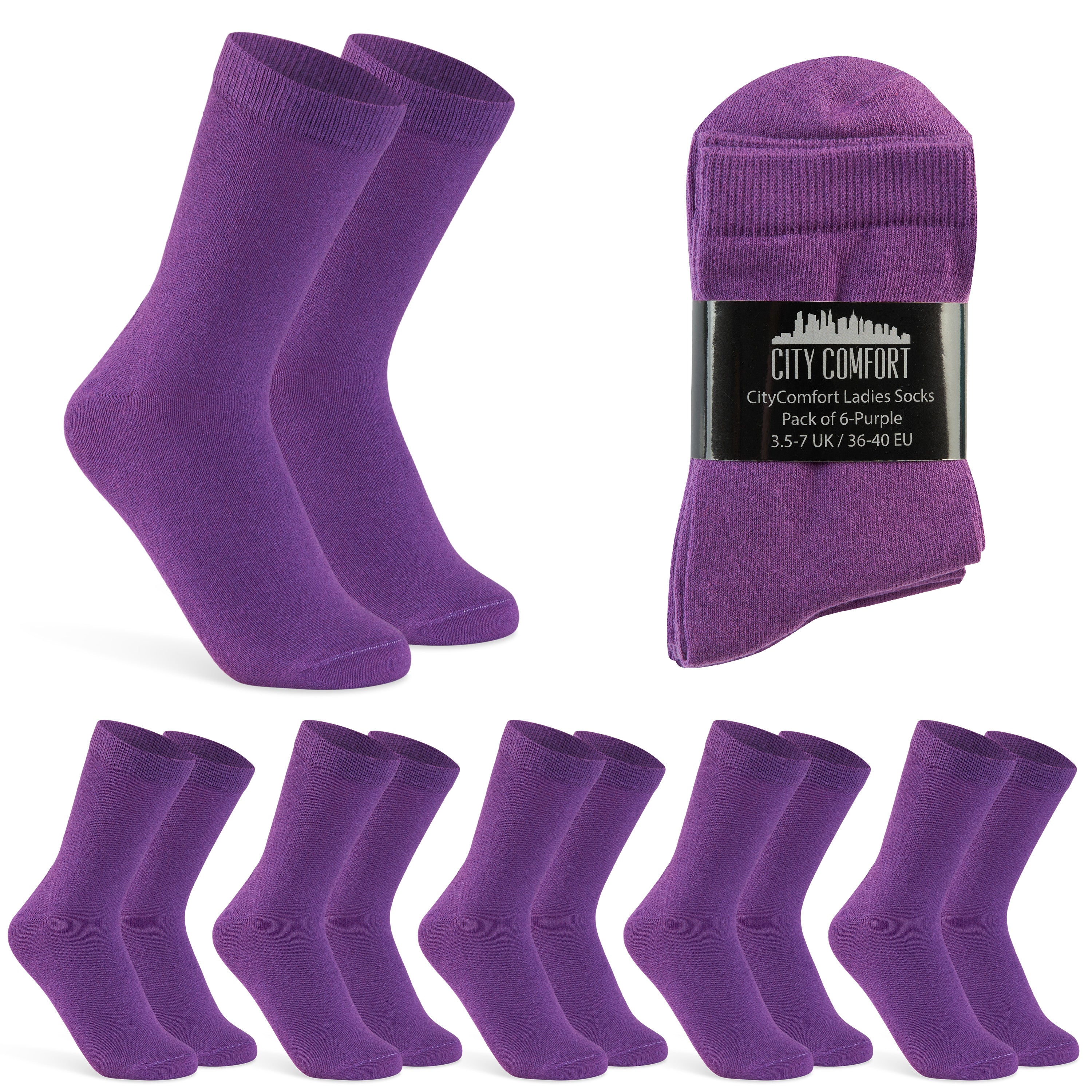 CityComfort Calf Socks for Women and Teenagers - Pack of 6 - Get Trend