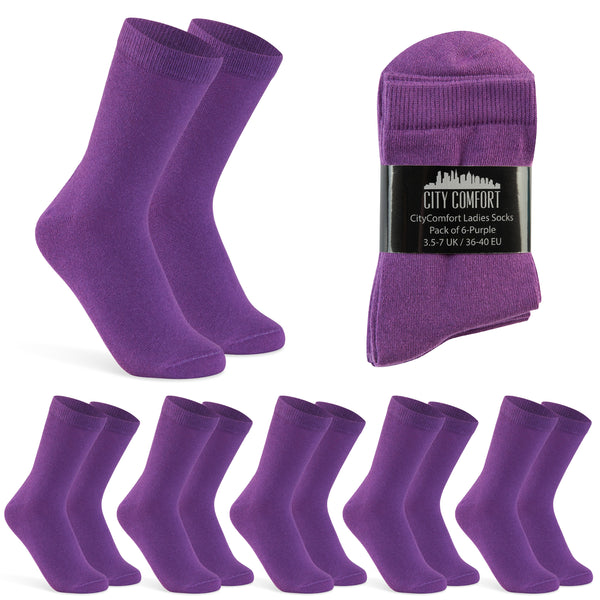 CityComfort Calf Socks for Women and Teenagers - Pack of 6