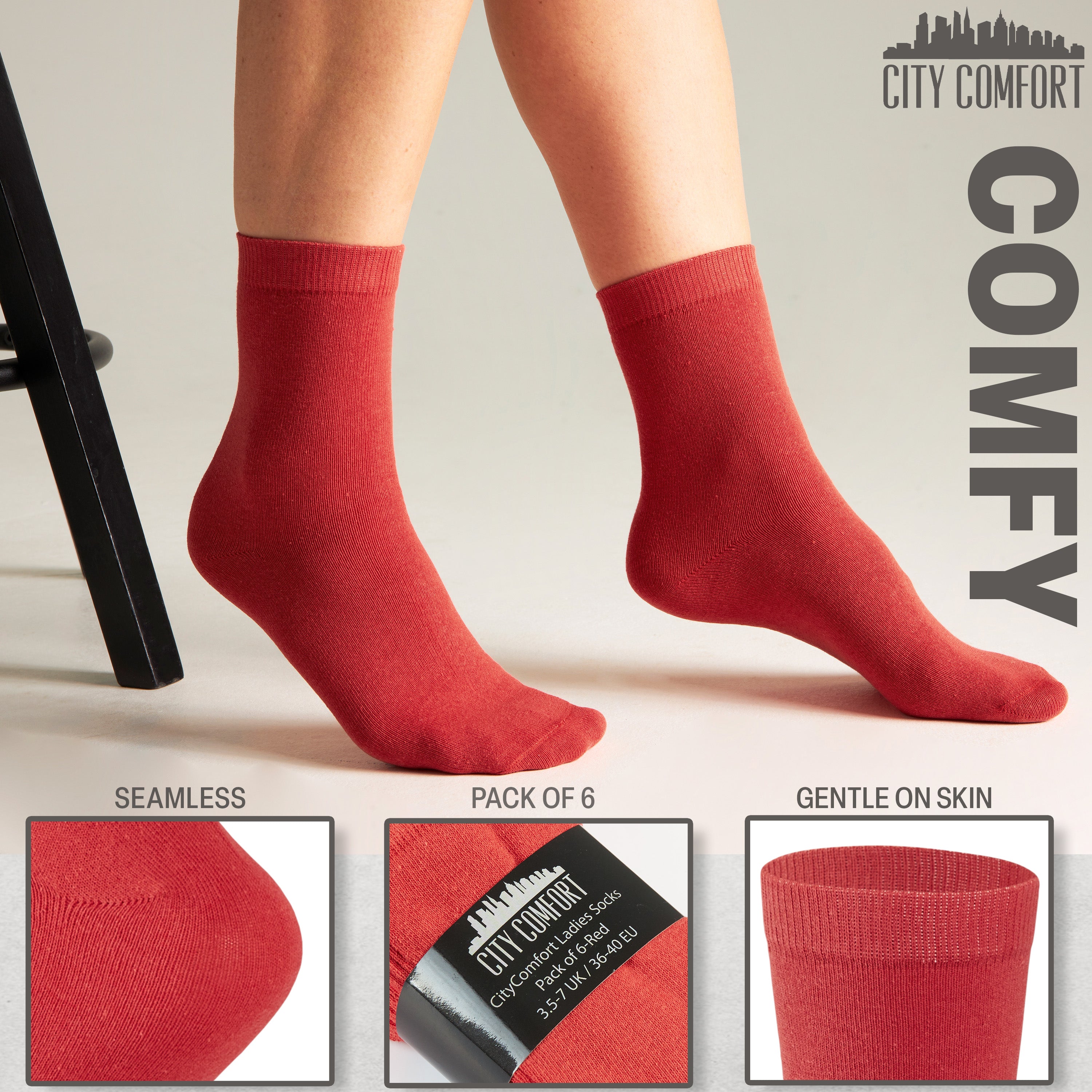 CityComfort Calf Socks for Women and Teenagers - Pack of 6 - Get Trend