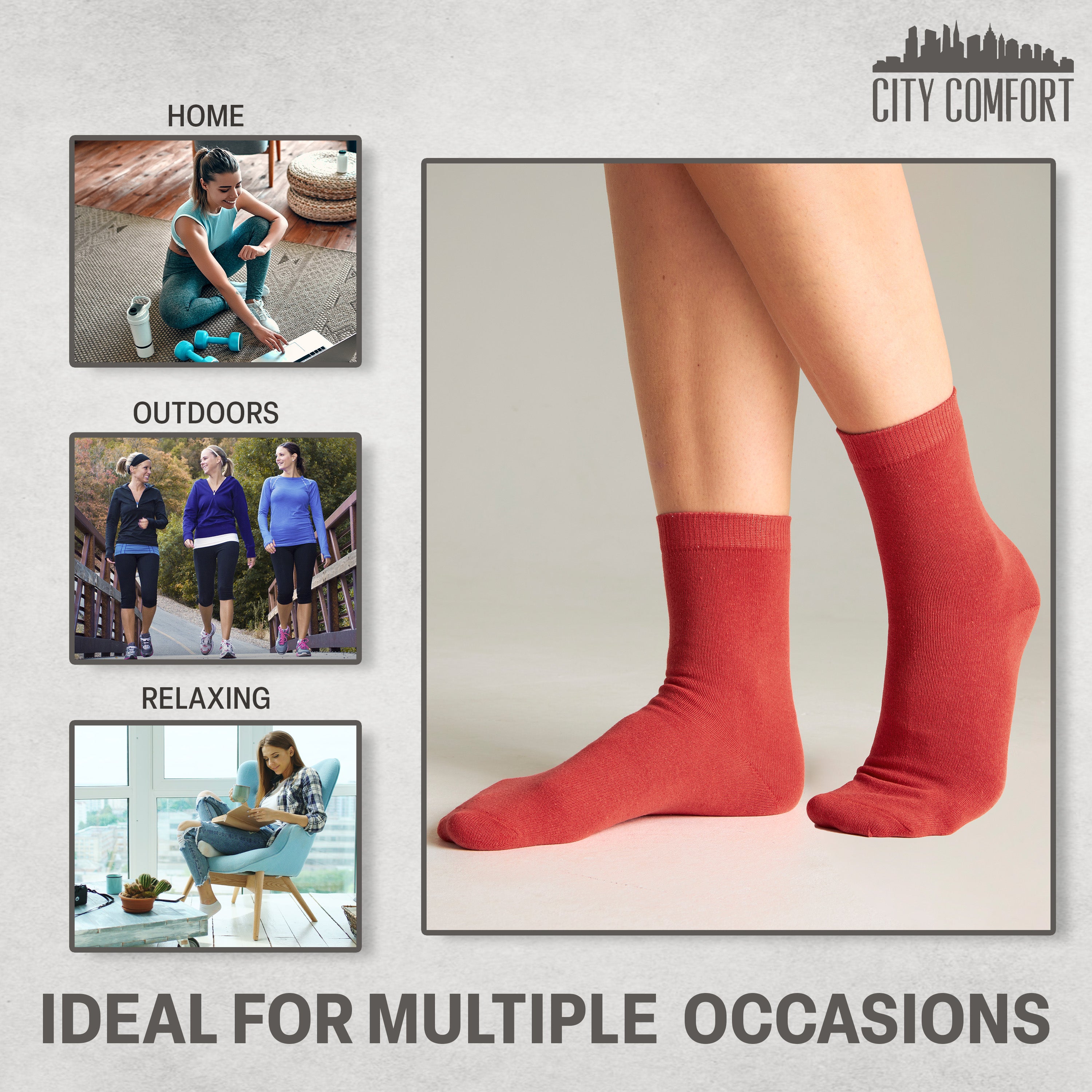 CityComfort Calf Socks for Women and Teenagers - Pack of 6 - Get Trend