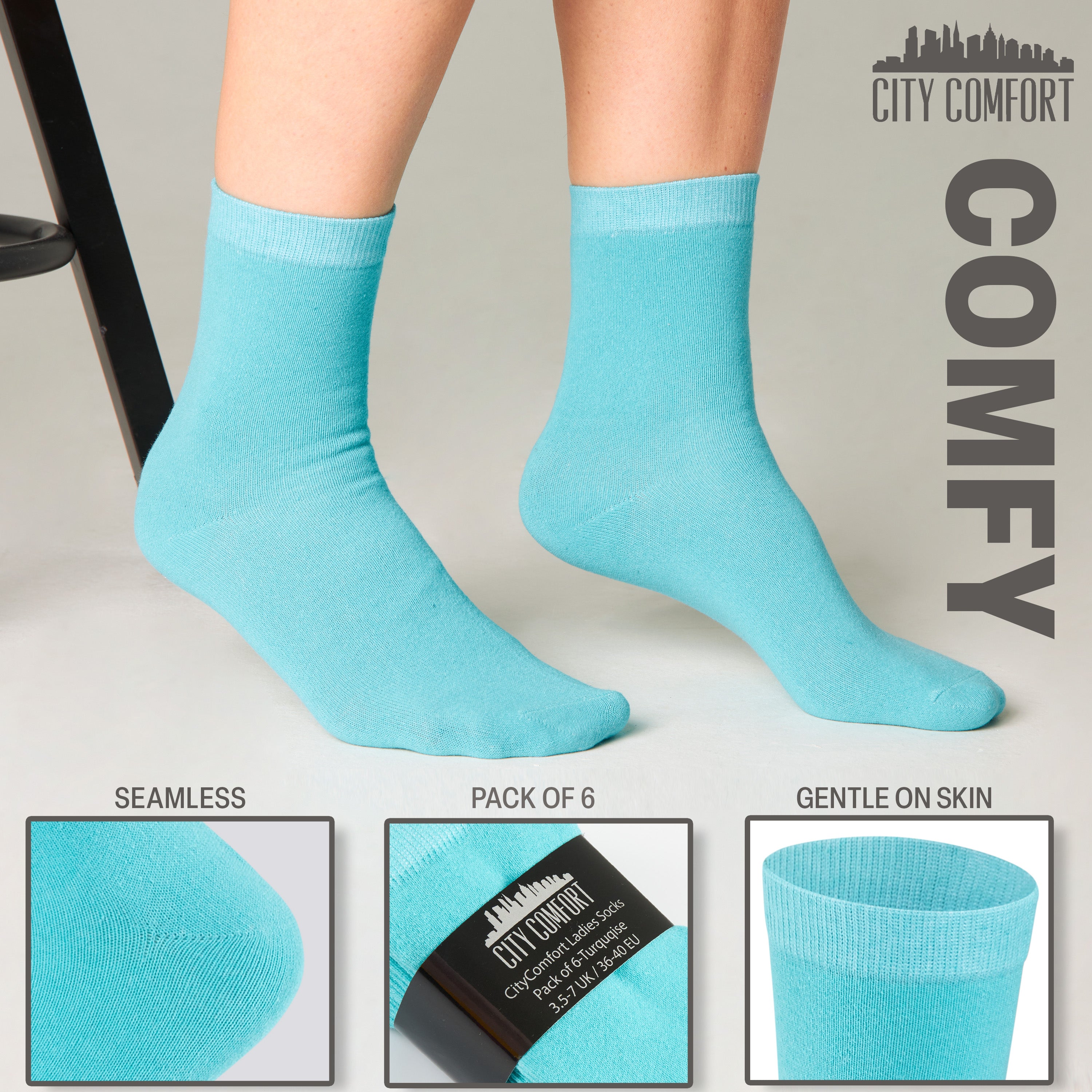 CityComfort Calf Socks for Women and Teenagers - Pack of 6 - Get Trend