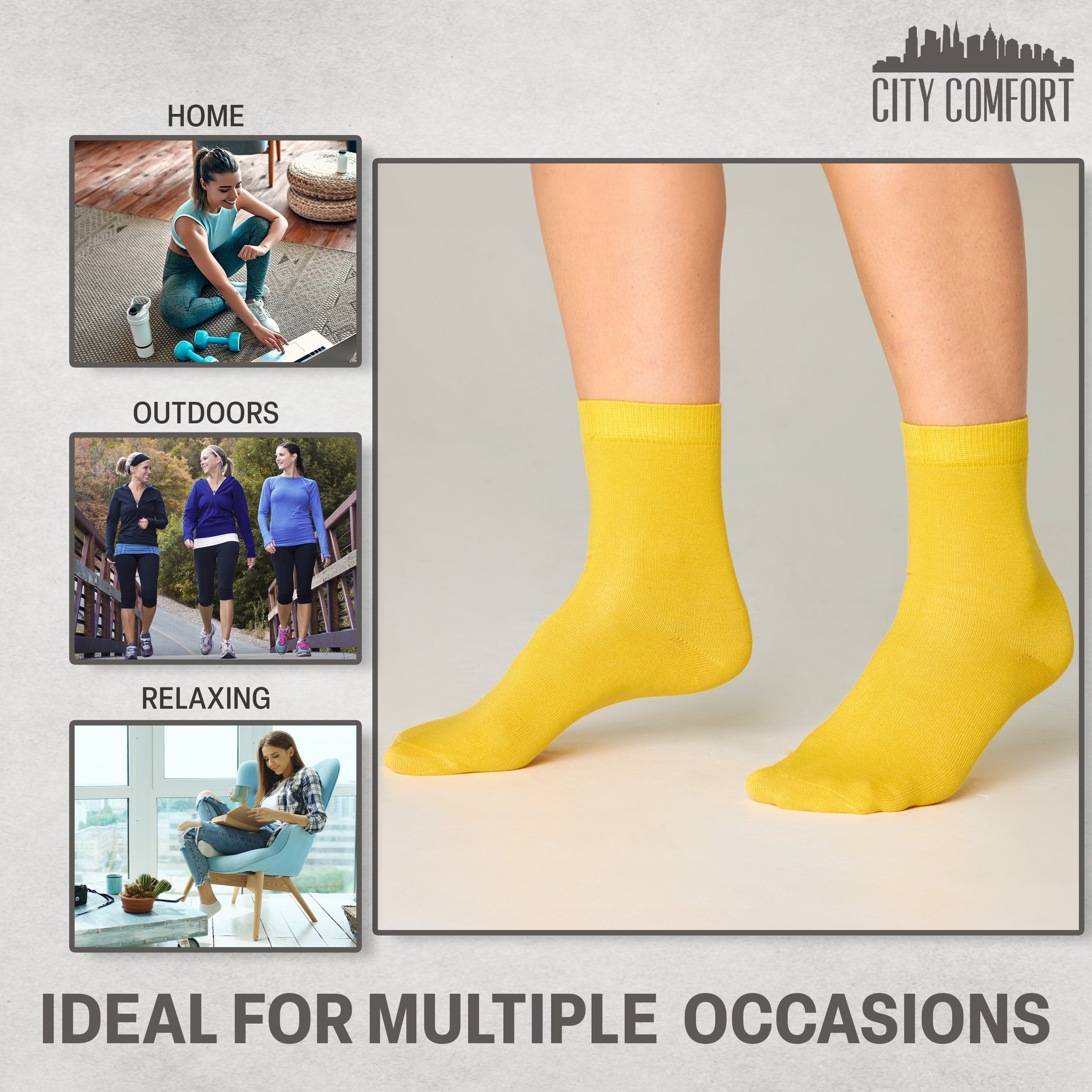 CityComfort Calf Socks for Women and Teenagers - Pack of 6 - Get Trend