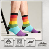 CityComfort Mens Calf Socks, Breathable Crew Socks Multipack - Multi Rainbow-6 Pack - Get Trend