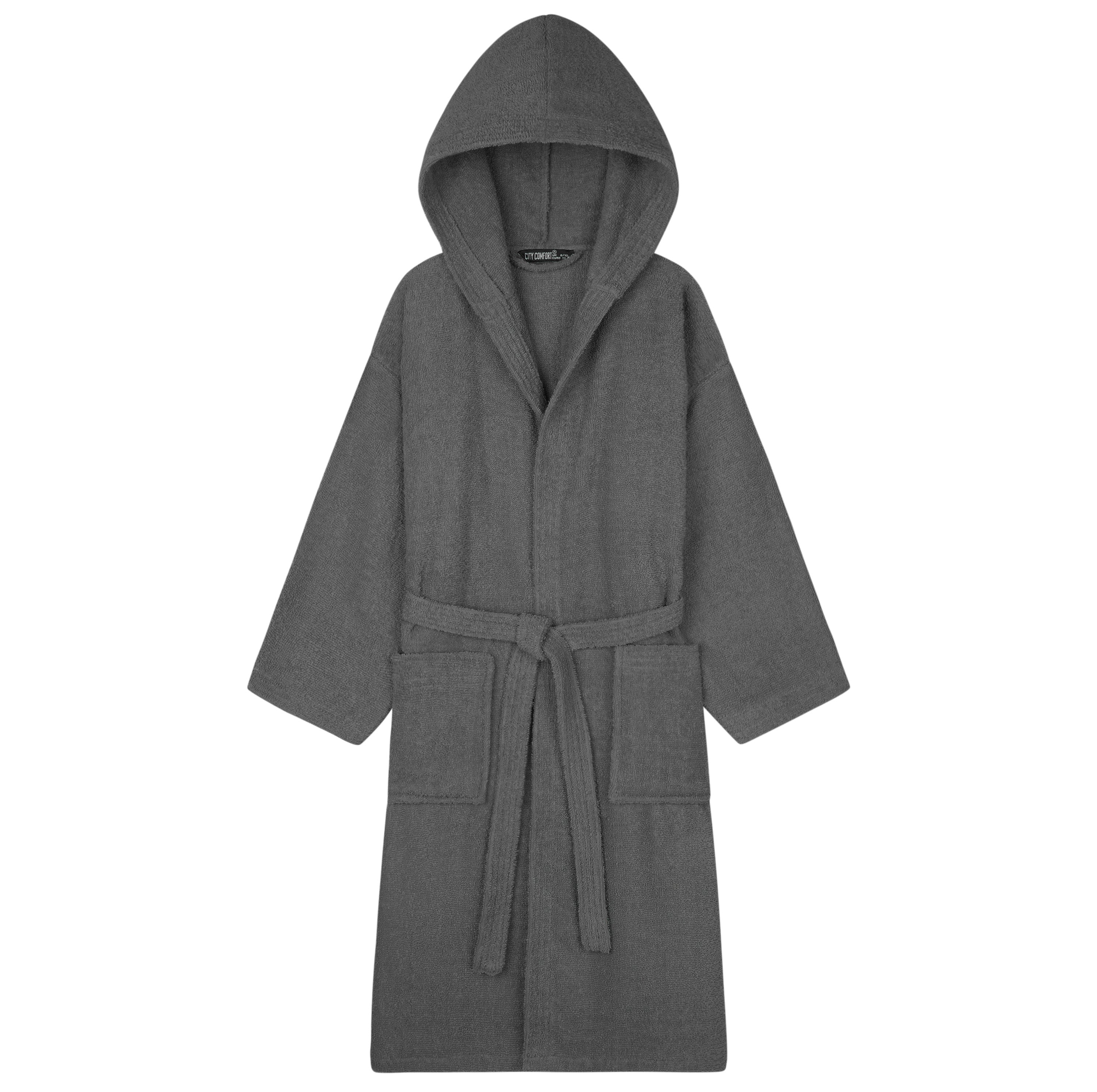 Hooded Bath Robes for Women - Absorbent Cotton Terry Towelling Bathrobe - Get Trend