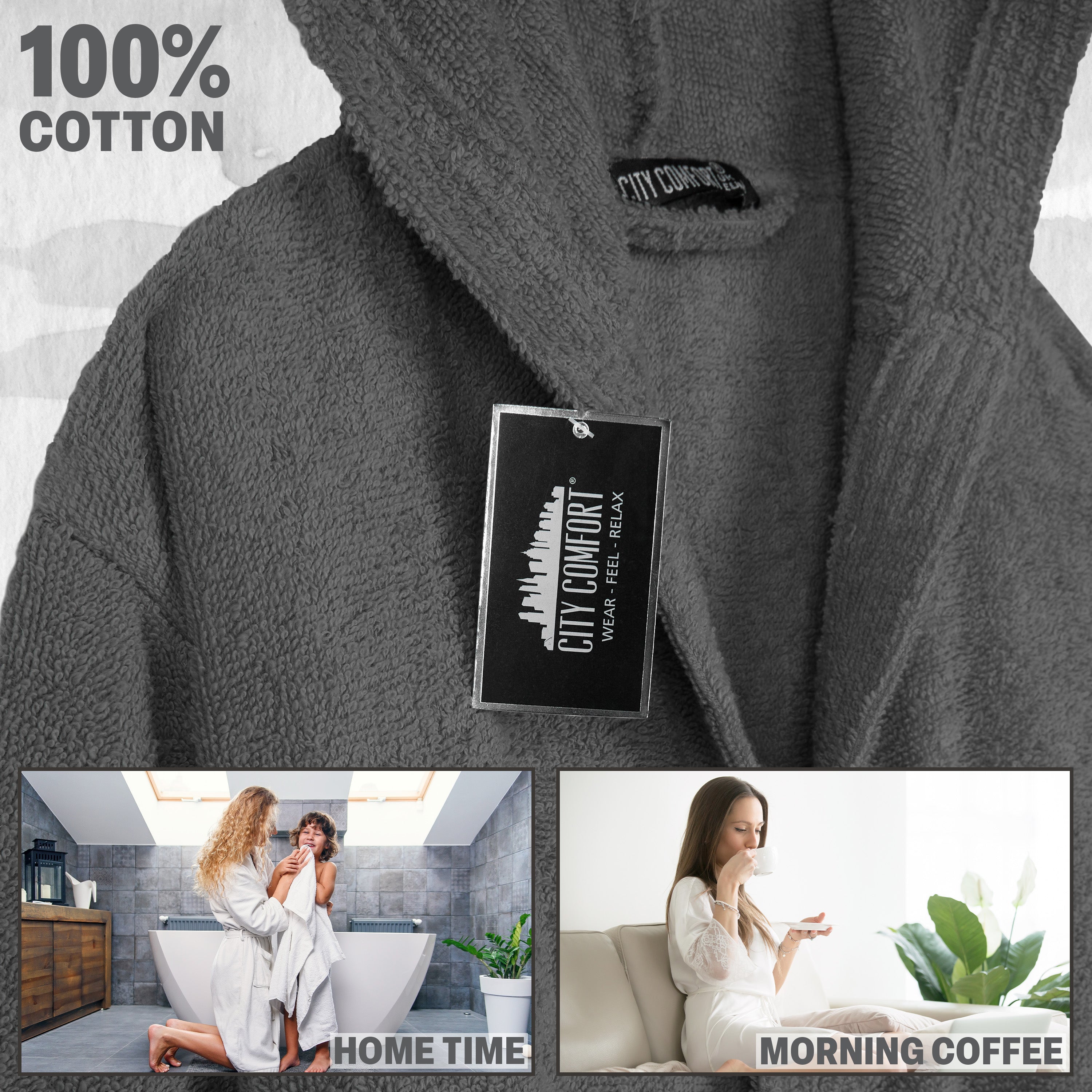 Hooded Bath Robes for Women - Absorbent Cotton Terry Towelling Bathrobe - Get Trend