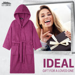 Hooded Bath Robes for Women - Absorbent Cotton Terry Towelling Bathrobe - Get Trend