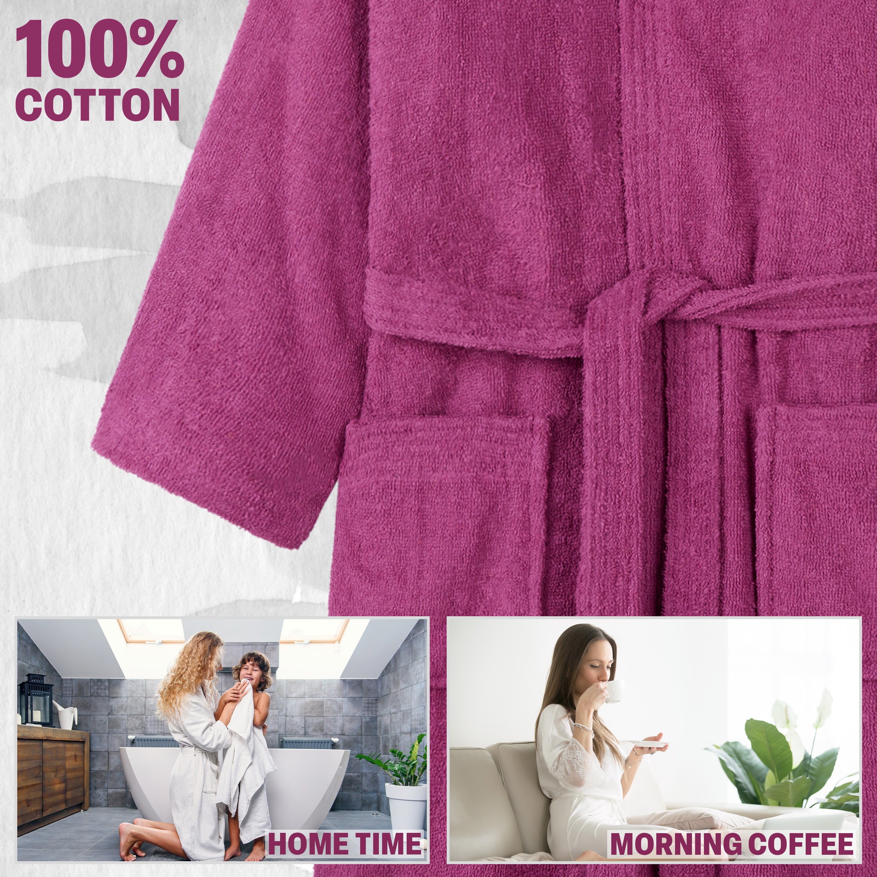 Hooded Bath Robes for Women - Absorbent Cotton Terry Towelling Bathrobe - Get Trend