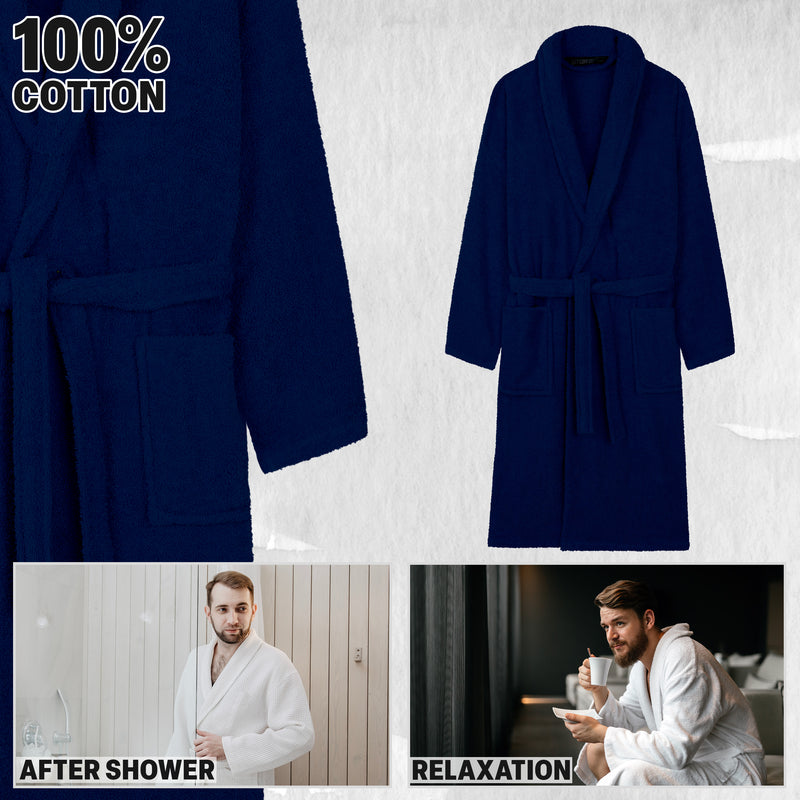 Bath Robes for Men - Absorbent Cotton Terry Towelling Bathrobe - Get Trend