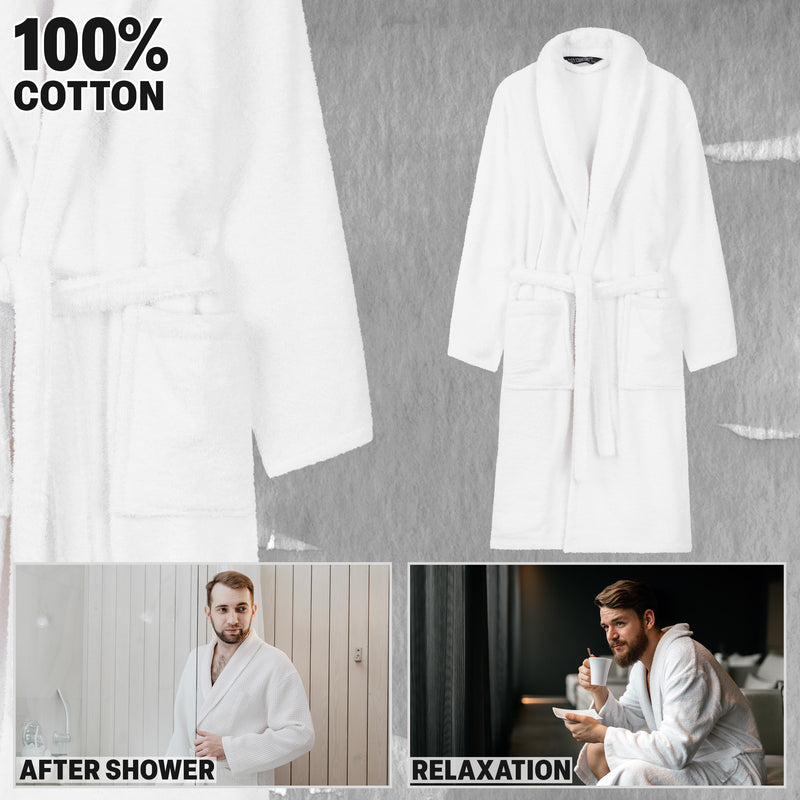 Bath Robes for Men - Absorbent Cotton Terry Towelling Bathrobe - Get Trend