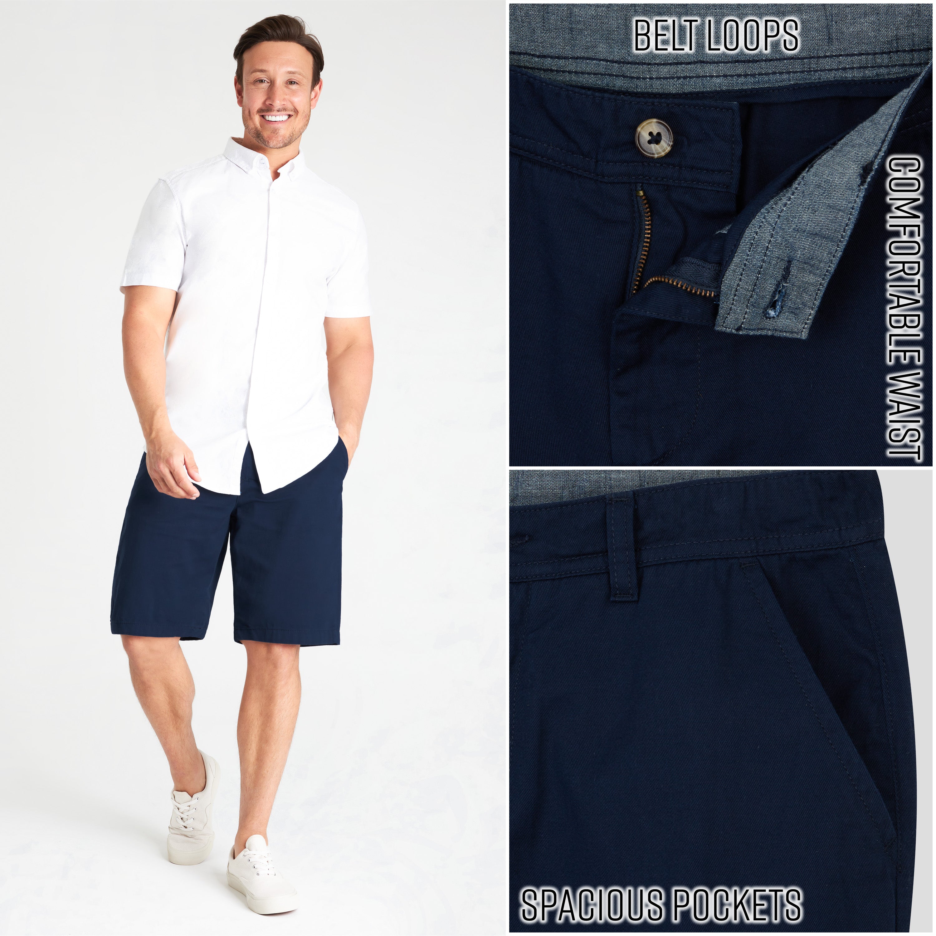 Mens Shorts with Pockets,  Cotton Chino Shorts for Men - Get Trend