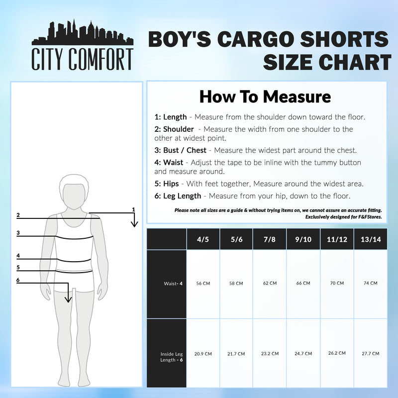 CityComfort Boys Cargo Shorts with Pockets, Breathable Cotton Summer Shorts - Get Trend