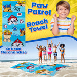 Paw Patrol Towel Kids Toddlers Super Soft Absorbent Bath Shower Swimming Beach Towel 100% Cotton Marshall Chase Rubble Holiday Essentials 140x70cm - Get Trend