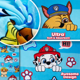 Paw Patrol Towel Kids Toddlers Super Soft Absorbent Bath Shower Swimming Beach Towel 100% Cotton Marshall Chase Rubble Holiday Essentials 140x70cm - Get Trend